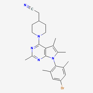 molecular formula C24H28BrN5 B1510521 2-(1-(7-(4-Bromo-2,6-dimethylphenyl)-2,5,6-trimethyl-7H-pyrrolo[2,3-d]pyrimidin-4-yl)piperidin-4-yl)acetonitrile CAS No. 724475-37-0