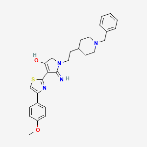 molecular formula C28H32N4O2S B15105345 1-[2-(1-benzylpiperidin-4-yl)ethyl]-5-imino-4-[4-(4-methoxyphenyl)-1,3-thiazol-2-yl]-2,5-dihydro-1H-pyrrol-3-ol 