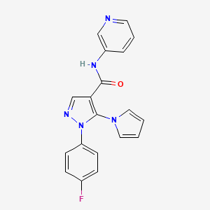 molecular formula C19H14FN5O B15105391 1-(4-fluorophenyl)-N-(pyridin-3-yl)-5-(1H-pyrrol-1-yl)-1H-pyrazole-4-carboxamide 