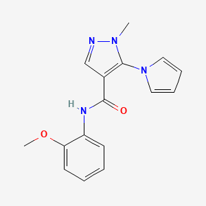 molecular formula C16H16N4O2 B15105409 N-(2-methoxyphenyl)-1-methyl-5-(1H-pyrrol-1-yl)-1H-pyrazole-4-carboxamide 