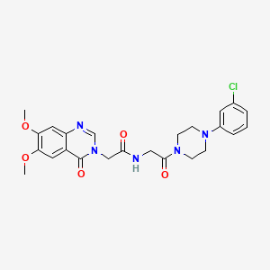 molecular formula C24H26ClN5O5 B15105430 N-{2-[4-(3-chlorophenyl)piperazin-1-yl]-2-oxoethyl}-2-(6,7-dimethoxy-4-oxoquinazolin-3(4H)-yl)acetamide 