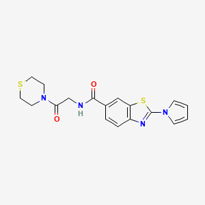 molecular formula C18H18N4O2S2 B15105455 N-[2-oxo-2-(thiomorpholin-4-yl)ethyl]-2-(1H-pyrrol-1-yl)-1,3-benzothiazole-6-carboxamide 