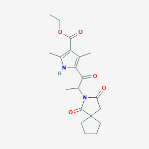 ethyl 5-(2-{1,3-dioxo-2-azaspiro[4.4]nonan-2-yl}propanoyl)-2,4-dimethyl-1H-pyrrole-3-carboxylate