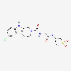 molecular formula C18H21ClN4O4S B15105558 6-chloro-N-{2-[(1,1-dioxidotetrahydrothiophen-3-yl)amino]-2-oxoethyl}-1,3,4,9-tetrahydro-2H-beta-carboline-2-carboxamide 