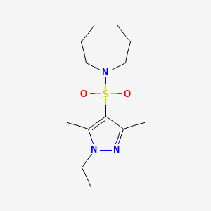 molecular formula C13H23N3O2S B15105570 1-[(1-ethyl-3,5-dimethyl-1H-pyrazol-4-yl)sulfonyl]azepane 