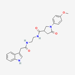 molecular formula C24H26N4O4 B15105584 N-{2-[(1H-indol-3-ylacetyl)amino]ethyl}-1-(4-methoxyphenyl)-5-oxopyrrolidine-3-carboxamide 