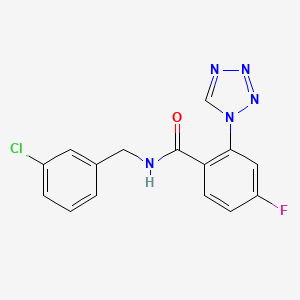 molecular formula C15H11ClFN5O B15105731 N-(3-chlorobenzyl)-4-fluoro-2-(1H-tetrazol-1-yl)benzamide 