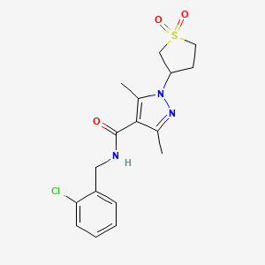 molecular formula C17H20ClN3O3S B15105757 N-(2-chlorobenzyl)-1-(1,1-dioxidotetrahydrothiophen-3-yl)-3,5-dimethyl-1H-pyrazole-4-carboxamide 