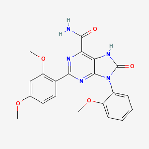 molecular formula C21H19N5O5 B15105780 2-(2,4-dimethoxyphenyl)-9-(2-methoxyphenyl)-8-oxo-8,9-dihydro-7H-purine-6-carboxamide 