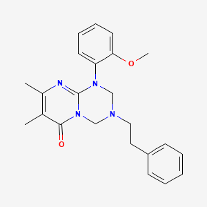 molecular formula C23H26N4O2 B15105798 1-(2-Methoxyphenyl)-7,8-dimethyl-3-(2-phenylethyl)-2,4-dihydropyrimido[1,2-a][1,3,5]triazin-6-one 