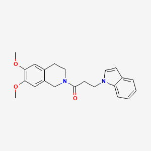 molecular formula C22H24N2O3 B15105902 1-(6,7-dimethoxy-3,4-dihydroisoquinolin-2(1H)-yl)-3-(1H-indol-1-yl)propan-1-one 