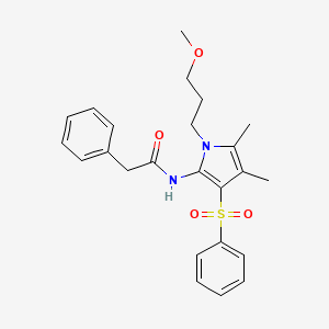 molecular formula C24H28N2O4S B15105938 N-[1-(3-methoxypropyl)-4,5-dimethyl-3-(phenylsulfonyl)-1H-pyrrol-2-yl]-2-phenylacetamide 