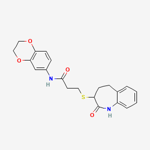 molecular formula C21H22N2O4S B15105977 N-(2,3-dihydro-1,4-benzodioxin-6-yl)-3-[(2-hydroxy-4,5-dihydro-3H-1-benzazepin-3-yl)sulfanyl]propanamide 