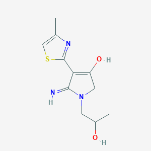 molecular formula C11H15N3O2S B15106027 1-(2-hydroxypropyl)-5-imino-4-(4-methyl-1,3-thiazol-2-yl)-2,5-dihydro-1H-pyrrol-3-ol 