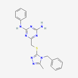 (4-Amino-6-{[5-methyl-4-benzyl(1,2,4-triazol-3-ylthio)]methyl}(1,3,5-triazin-2-yl))phenylamine