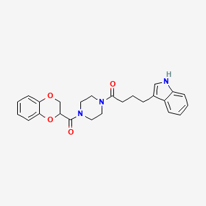 molecular formula C25H27N3O4 B15106050 1-[4-(2,3-dihydro-1,4-benzodioxin-2-ylcarbonyl)piperazin-1-yl]-4-(1H-indol-3-yl)butan-1-one 