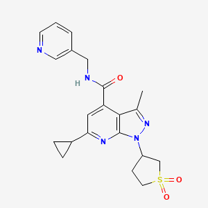 molecular formula C21H23N5O3S B15106058 6-cyclopropyl-1-(1,1-dioxidotetrahydro-3-thienyl)-3-methyl-N-(3-pyridinylmethyl)-1H-pyrazolo[3,4-b]pyridine-4-carboxamide 