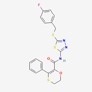 N-[(2Z)-5-[(4-fluorobenzyl)sulfanyl]-1,3,4-thiadiazol-2(3H)-ylidene]-3-phenyl-5,6-dihydro-1,4-oxathiine-2-carboxamide