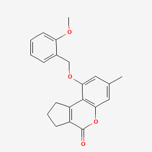 molecular formula C21H20O4 B15106097 9-[(2-methoxybenzyl)oxy]-7-methyl-2,3-dihydrocyclopenta[c]chromen-4(1H)-one 