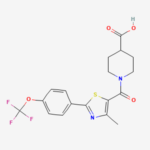 molecular formula C18H17F3N2O4S B15106109 1-({4-Methyl-2-[4-(trifluoromethoxy)phenyl]-1,3-thiazol-5-yl}carbonyl)piperidine-4-carboxylic acid 