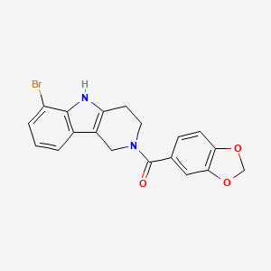 molecular formula C19H15BrN2O3 B15106133 1,3-benzodioxol-5-yl(6-bromo-1,3,4,5-tetrahydro-2H-pyrido[4,3-b]indol-2-yl)methanone 