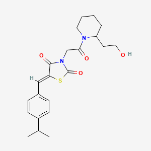 molecular formula C22H28N2O4S B15106166 (5Z)-3-{2-[2-(2-hydroxyethyl)piperidin-1-yl]-2-oxoethyl}-5-[4-(propan-2-yl)benzylidene]-1,3-thiazolidine-2,4-dione 