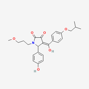 molecular formula C25H29NO6 B15106194 (4E)-4-{hydroxy[4-(2-methylpropoxy)phenyl]methylidene}-5-(4-hydroxyphenyl)-1-(3-methoxypropyl)pyrrolidine-2,3-dione 