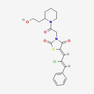 (5Z)-5-[(2Z)-2-chloro-3-phenylprop-2-en-1-ylidene]-3-{2-[2-(2-hydroxyethyl)piperidin-1-yl]-2-oxoethyl}-1,3-thiazolidine-2,4-dione