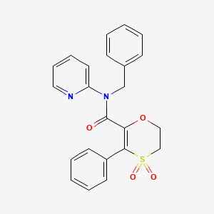 molecular formula C23H20N2O4S B15106255 N-benzyl-3-phenyl-N-(pyridin-2-yl)-5,6-dihydro-1,4-oxathiine-2-carboxamide 4,4-dioxide 