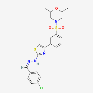 molecular formula C22H23ClN4O3S2 B15106269 4-[(3-{2-[(2Z)-2-(4-chlorobenzylidene)hydrazinyl]-1,3-thiazol-4-yl}phenyl)sulfonyl]-2,6-dimethylmorpholine 