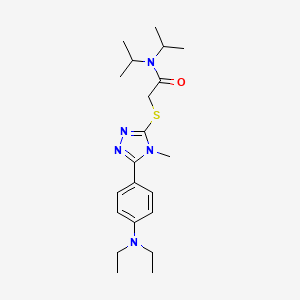 molecular formula C21H33N5OS B15106286 2-{5-[4-(diethylamino)phenyl]-4-methyl(1,2,4-triazol-3-ylthio)}-N,N-bis(methyl ethyl)acetamide 