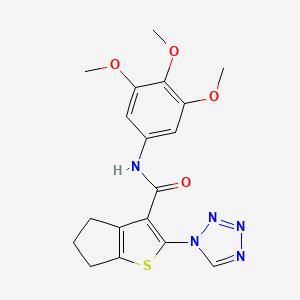 molecular formula C18H19N5O4S B15106294 2-(1H-tetrazol-1-yl)-N-(3,4,5-trimethoxyphenyl)-5,6-dihydro-4H-cyclopenta[b]thiophene-3-carboxamide 