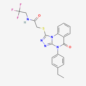 molecular formula C21H18F3N5O2S B15106342 2-[4-(4-ethylphenyl)-5-oxo(4,10-dihydro-1,2,4-triazolo[4,3-a]quinazolinylthio)]-N-(2,2,2-trifluoroethyl)acetamide 