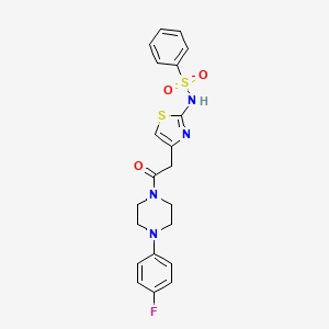 molecular formula C21H21FN4O3S2 B15106408 N-[(2Z)-4-{2-[4-(4-fluorophenyl)piperazin-1-yl]-2-oxoethyl}-1,3-thiazol-2(3H)-ylidene]benzenesulfonamide 