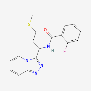 2-fluoro-N-[3-(methylsulfanyl)-1-([1,2,4]triazolo[4,3-a]pyridin-3-yl)propyl]benzamide