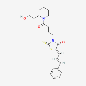 molecular formula C23H28N2O3S2 B15106453 (5Z)-3-{4-[2-(2-hydroxyethyl)piperidin-1-yl]-4-oxobutyl}-5-[(2E)-3-phenylprop-2-en-1-ylidene]-2-thioxo-1,3-thiazolidin-4-one 