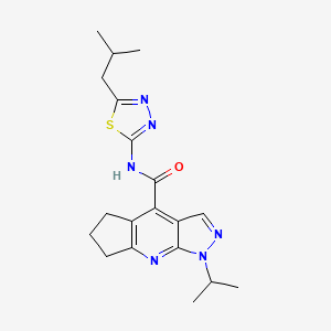 molecular formula C19H24N6OS B15106462 N-(5-isobutyl-1,3,4-thiadiazol-2-yl)-1-isopropyl-1,5,6,7-tetrahydrocyclopenta[b]pyrazolo[4,3-e]pyridine-4-carboxamide 