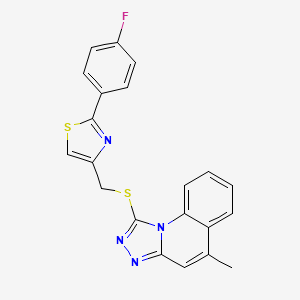 molecular formula C21H15FN4S2 B15106491 2-(4-Fluorophenyl)-4-[({5-methyl-[1,2,4]triazolo[4,3-a]quinolin-1-yl}sulfanyl)methyl]-1,3-thiazole 