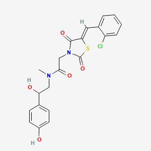 molecular formula C21H19ClN2O5S B15106510 2-[(5Z)-5-(2-chlorobenzylidene)-2,4-dioxo-1,3-thiazolidin-3-yl]-N-[2-hydroxy-2-(4-hydroxyphenyl)ethyl]-N-methylacetamide 