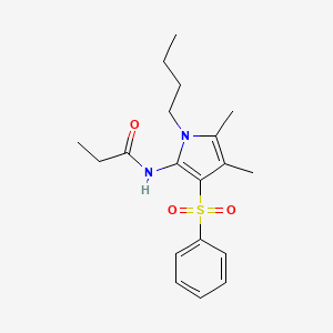 molecular formula C19H26N2O3S B15106543 N-[1-butyl-4,5-dimethyl-3-(phenylsulfonyl)-1H-pyrrol-2-yl]propanamide 