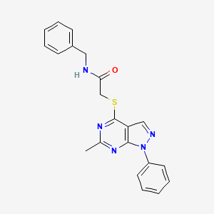 molecular formula C21H19N5OS B15106637 N-benzyl-2-({6-methyl-1-phenyl-1H-pyrazolo[3,4-d]pyrimidin-4-yl}sulfanyl)acetamide 