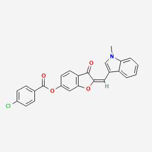 2-[(1-Methylindol-3-yl)methylene]-3-oxobenzo[3,4-b]furan-6-yl 4-chlorobenzoate