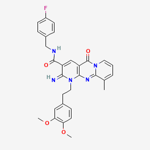 7-[2-(3,4-dimethoxyphenyl)ethyl]-N-[(4-fluorophenyl)methyl]-6-imino-11-methyl-2-oxo-1,7,9-triazatricyclo[8.4.0.03,8]tetradeca-3(8),4,9,11,13-pentaene-5-carboxamide