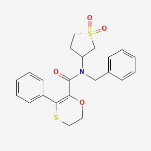 molecular formula C22H23NO4S2 B15106679 N-benzyl-N-(1,1-dioxidotetrahydrothiophen-3-yl)-3-phenyl-5,6-dihydro-1,4-oxathiine-2-carboxamide 