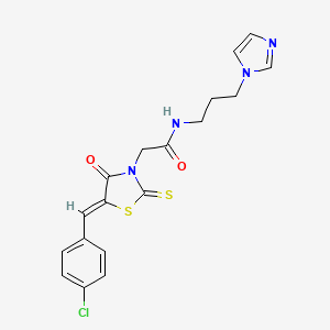 molecular formula C18H17ClN4O2S2 B15106722 2-[(5Z)-5-(4-chlorobenzylidene)-4-oxo-2-thioxo-1,3-thiazolidin-3-yl]-N-[3-(1H-imidazol-1-yl)propyl]acetamide 