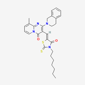 2-(3,4-dihydroisoquinolin-2(1H)-yl)-3-[(Z)-(3-heptyl-4-oxo-2-thioxo-1,3-thiazolidin-5-ylidene)methyl]-9-methyl-4H-pyrido[1,2-a]pyrimidin-4-one