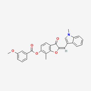 molecular formula C27H21NO5 B15106763 (2E)-7-methyl-2-[(1-methyl-1H-indol-3-yl)methylidene]-3-oxo-2,3-dihydro-1-benzofuran-6-yl 3-methoxybenzoate 