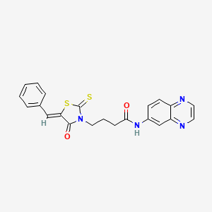 4-[(5Z)-5-benzylidene-4-oxo-2-thioxo-1,3-thiazolidin-3-yl]-N-(quinoxalin-6-yl)butanamide