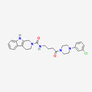 molecular formula C26H30ClN5O2 B15106774 N-{4-[4-(3-chlorophenyl)piperazin-1-yl]-4-oxobutyl}-1,3,4,9-tetrahydro-2H-beta-carboline-2-carboxamide 