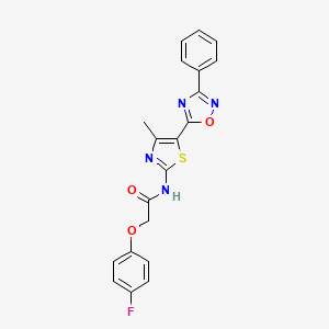 2-(4-fluorophenoxy)-N-[(2E)-4-methyl-5-(3-phenyl-1,2,4-oxadiazol-5-yl)-1,3-thiazol-2(3H)-ylidene]acetamide